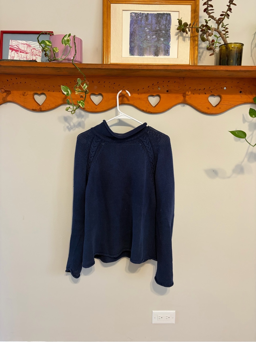Women's Navy Cowl Sweater - Classic Knit Turtleneck